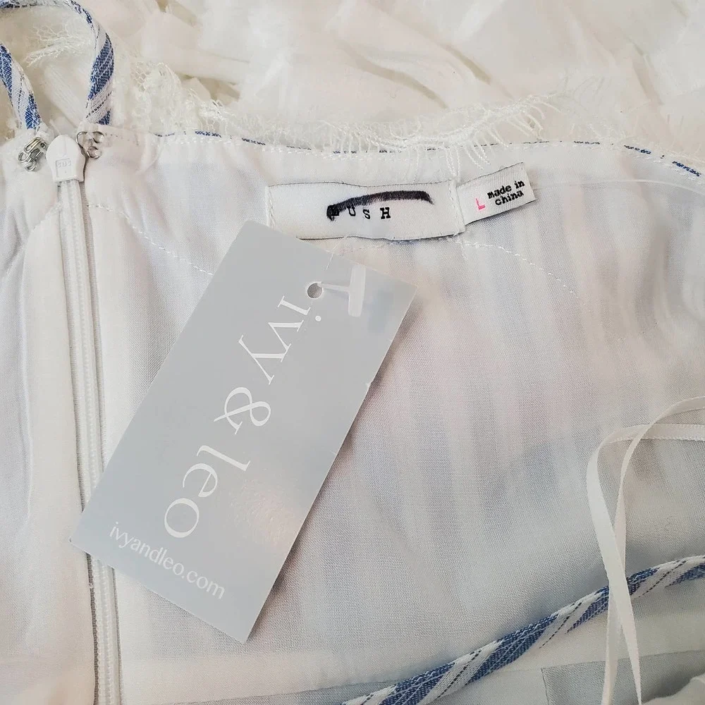 LUSH | BOUTIQUE IVY & LEO STRIPED LACE SUNDRESS SLIP DRESS WOMEN'S LARGE NWT - Picture 14 of 17